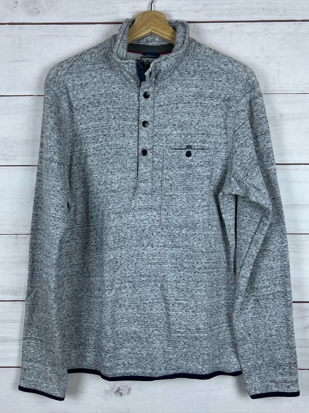 Relwen Micro Thermo Popover Mens Small Gray 1/4 Zip Snap Fleece Lined Pullover